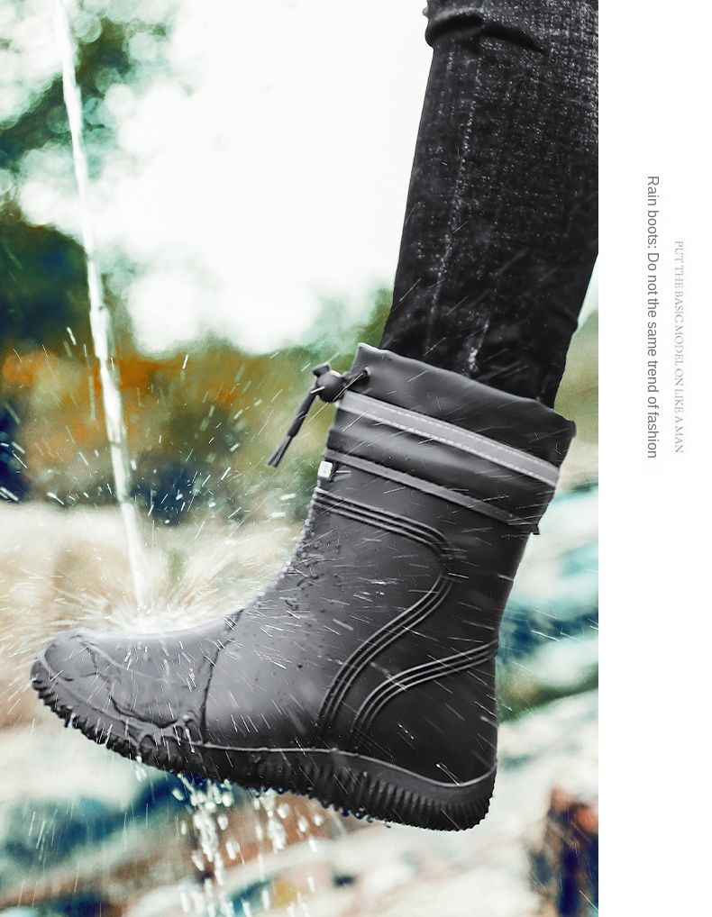 Single Shoe Midsole Waterproof Mouth Rain Boots 39-45_voghion.com