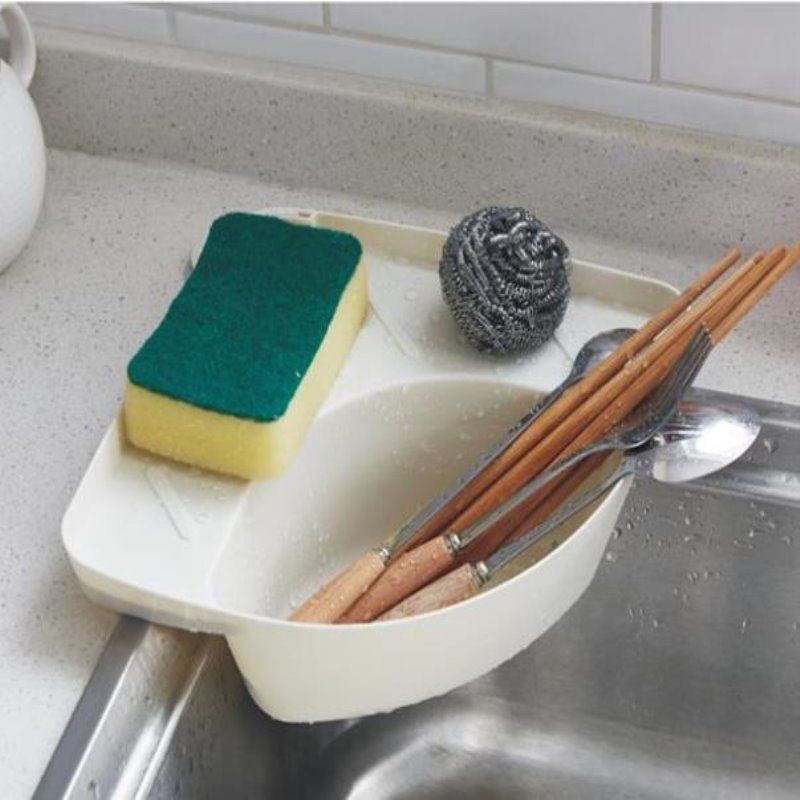 Dreieckiges Lagerregal Eckregal Küchenlagerregal Reinigungsschrubbertuch Geschirrtuch Spülbeckenabflussregal Hängekorb mit Saugnapf_voghion.com