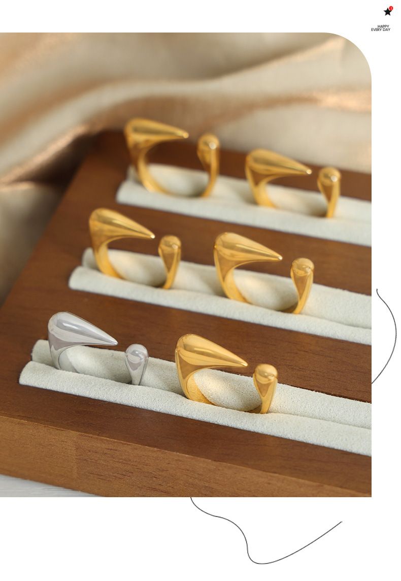 New Niche Design Ring Simple Personality High Sense Irregular Geometric Titanium Steel Gold Plated Open Ring Jewelry_voghion.com