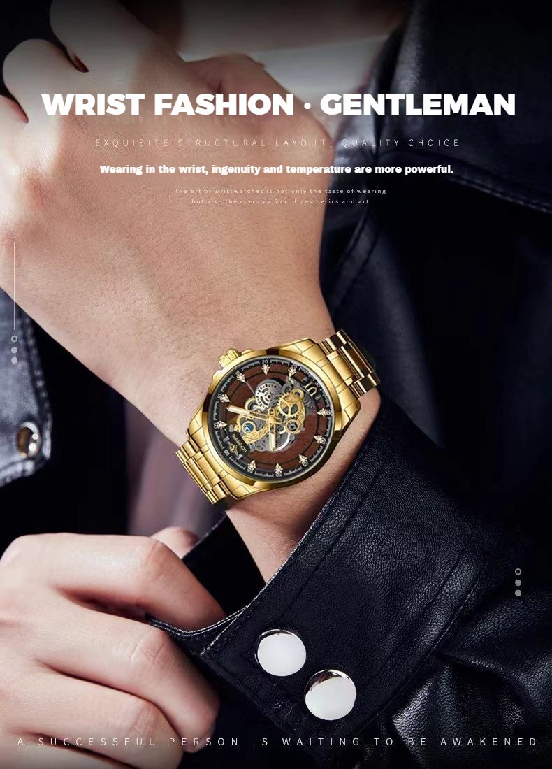 Men's Luxury Quartz Watch With Luminous Hands, Moon Phase & Day Display - Stainless Steel Case Band - Mineral Crystal Glass Elegant Business Timepiece_voghion.com