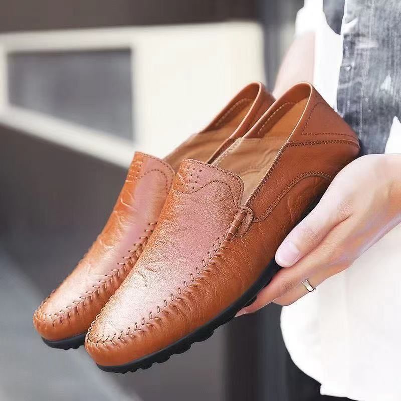 2025 Spring Casual Men's Bean Soled Soft Small Leather Shoes_voghion.com