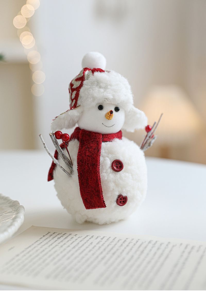 Flauschiger Schaumstoff-Weihnachtsschneemann mit rotem Schal – Niedliche Tischdekoration für Fenster, festliche Dekoration für Zuhause und Büro_voghion.com