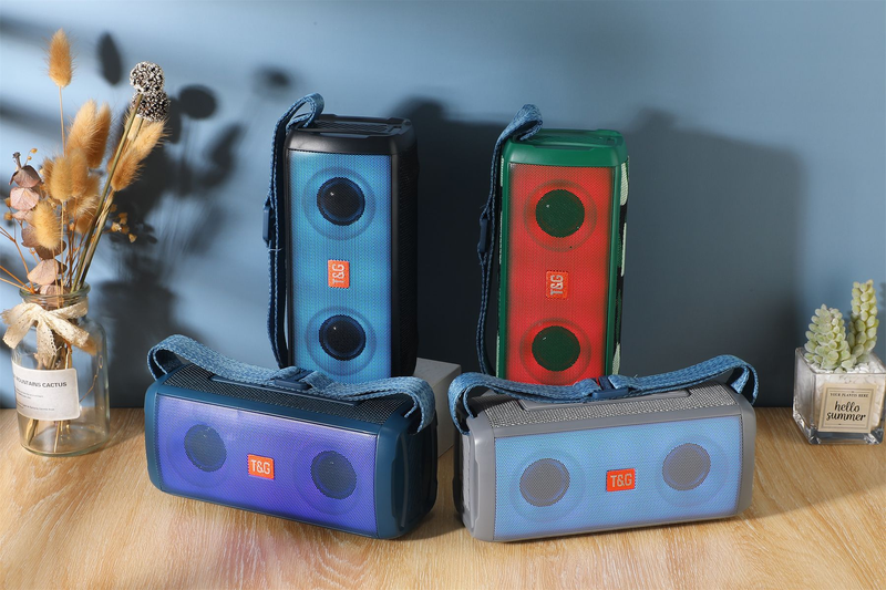 Nuevo Altavoz Bluetooth TG345 para exteriores, luz LED colorida, Radio, tarjeta de inserción, caja, transmisión, Subwoofer_voghion.com