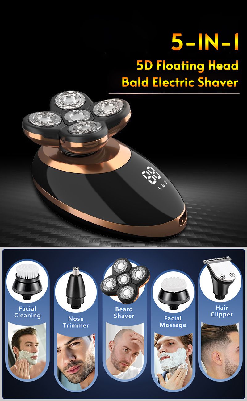 3-in-1 verzorgingsset voor mannen, IPX7 waterdicht scheerapparaat en neus-/haartrimmer, LED-scherm, USB-C-oplaadfunctie, EU-stekker_voghion.com