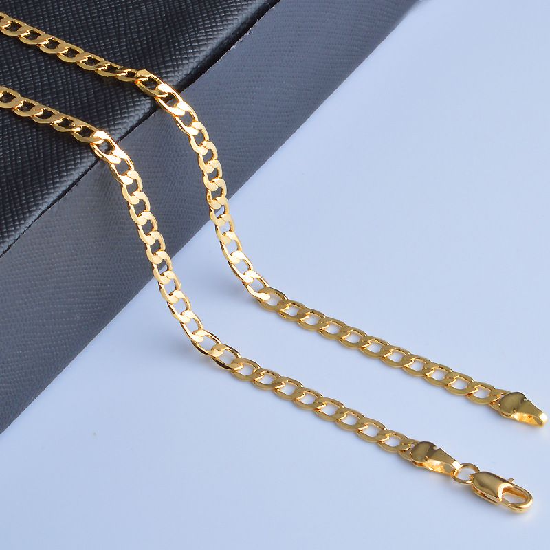 Fashion Fine Classic 8MM sideways gold Necklace charms Sterg sier for men woman Jewelry wedding party Holiday gifts_voghion.com