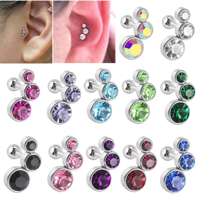 Brincos de Cristal e Fiat Cravo, 1 peça, aço cirúrgico 316L pe, diamante 16G, brinco feminino estilo punk_voghion.com
