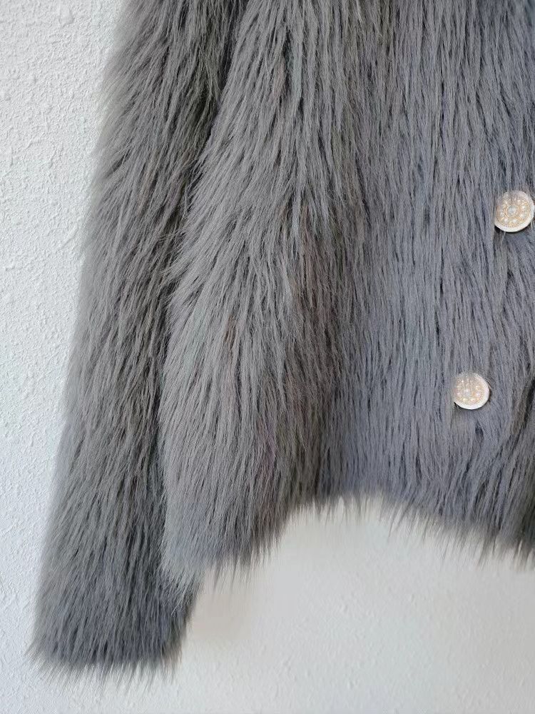 Damenbekleidung Fleece-Strickjacke Pullover Jacke Frauen Herbst und Winter verdickt neue kurze weiche wachsartige_voghion.com