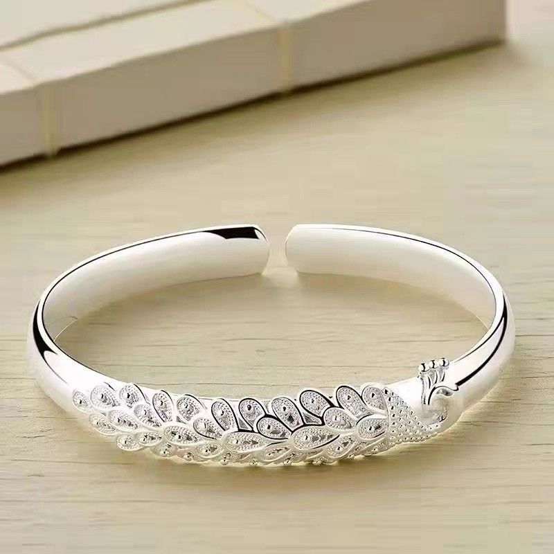Edle Hübsche Sterg Sier Pea Öffnung Bildschirm Armband Armreif Für Frauen Fashion Party Hochzeit Zubehör Schmuck Geschenk_voghion.com