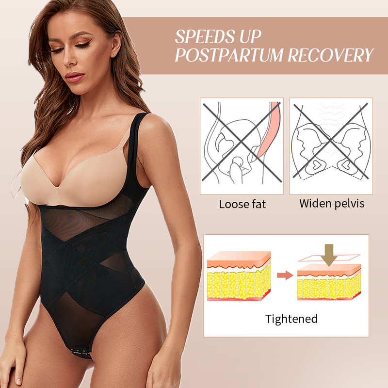 Mesh Cross Sexy Patchwork Thong Shaper For Women COMFREE Tummy Reducer Waist Slimmer Lingeries Bodyshaper Hip_voghion.com
