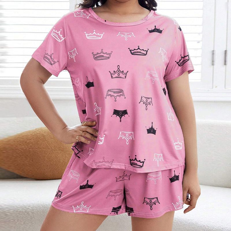 Underwear & Sleepwears Supply Of Thin For Women Summer New Loose T Shirt Shorts Plus Fat Large Size Home Clothes Suit_voghion.com