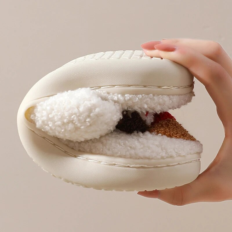 New Christmas Women Elk Cotton House Girl Fur Cute Cushion Slides Bedroom Ladies Men Plush Shoes Winter Slippers_voghion.com