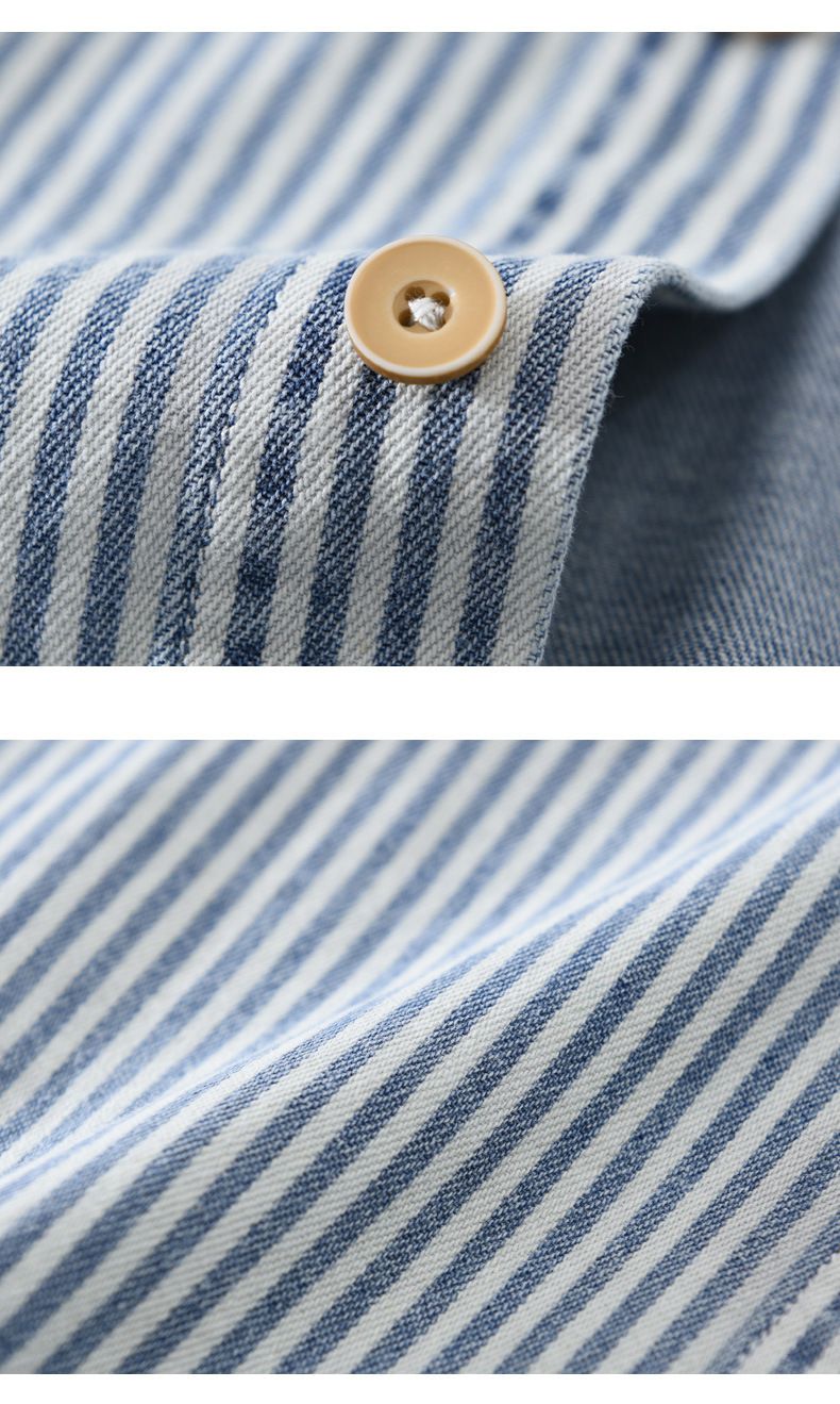 Abbigliamento uomo casual moda top larghi strisce verticali giunture camicia a maniche lunghe_voghion.com