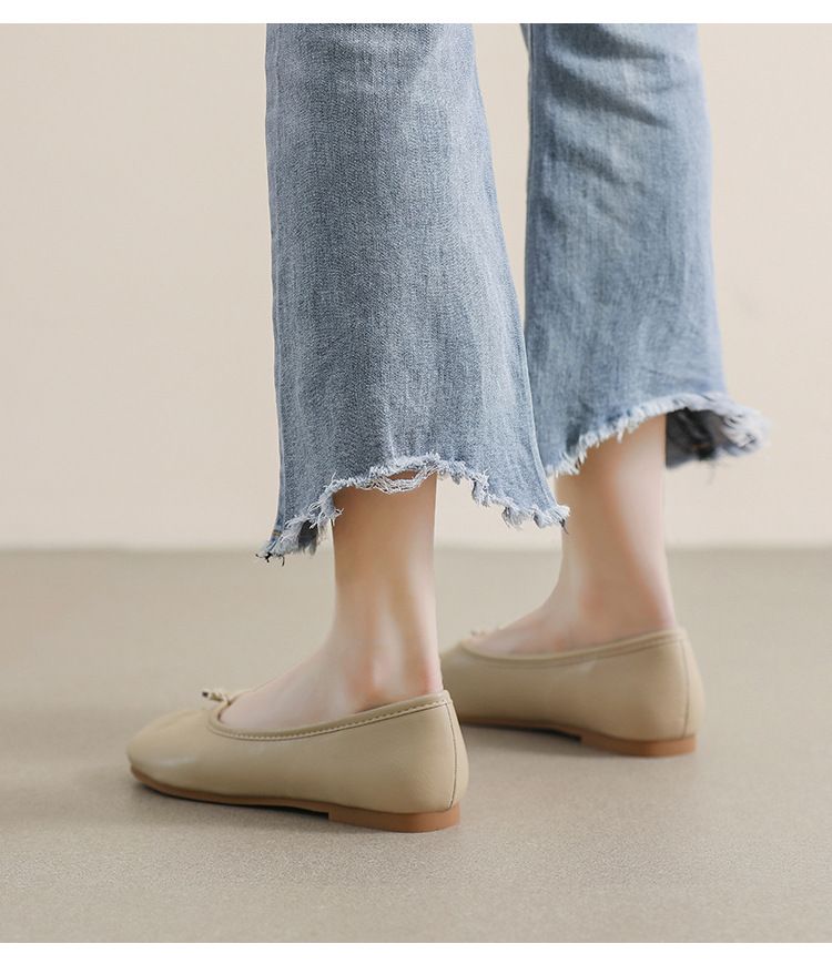 French Mary Jane Shoes Women's One-pedal Pig's Trotters Split-toe Flat-soled Single Shoes Soft-soled Shallow Mouth Large-size Women's Shoes_voghion.com