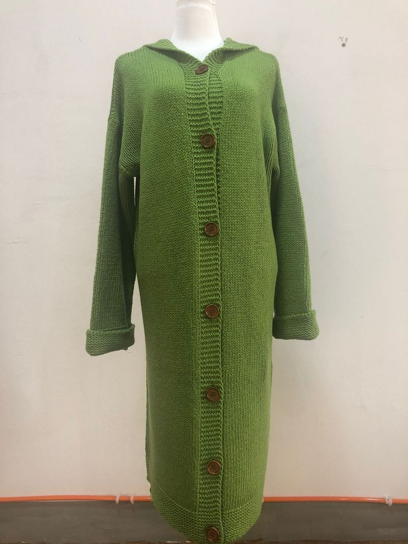 Damenbekleidung neue Kapuzenstrickjacke verdickter Strickpullover langer Pullover_voghion.com