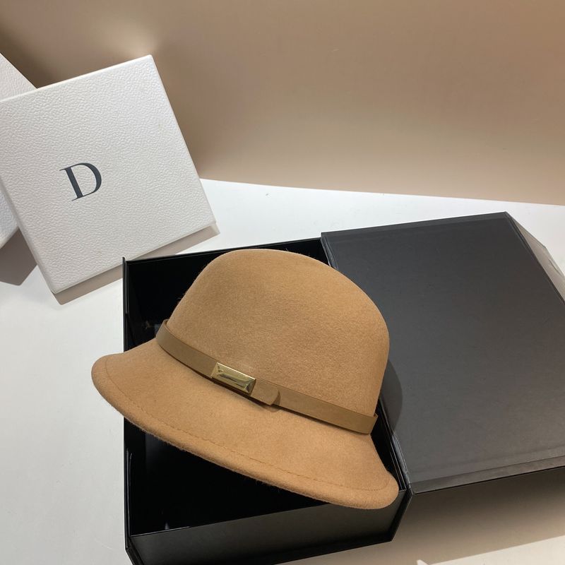 Autumn and Winter Simple Wool Bowl Korean Edition Women's Elegant temperament High quality Belt Gift Versatile Ball Hat_voghion.com