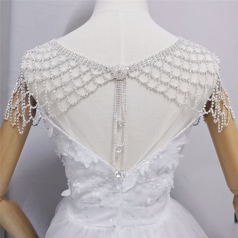 Coprispalle con catena di strass da sposa, nappa, scialle di cristallo, scialle da sposa, bolero, coprispalle flapper, gioielli per le donne_voghion.com