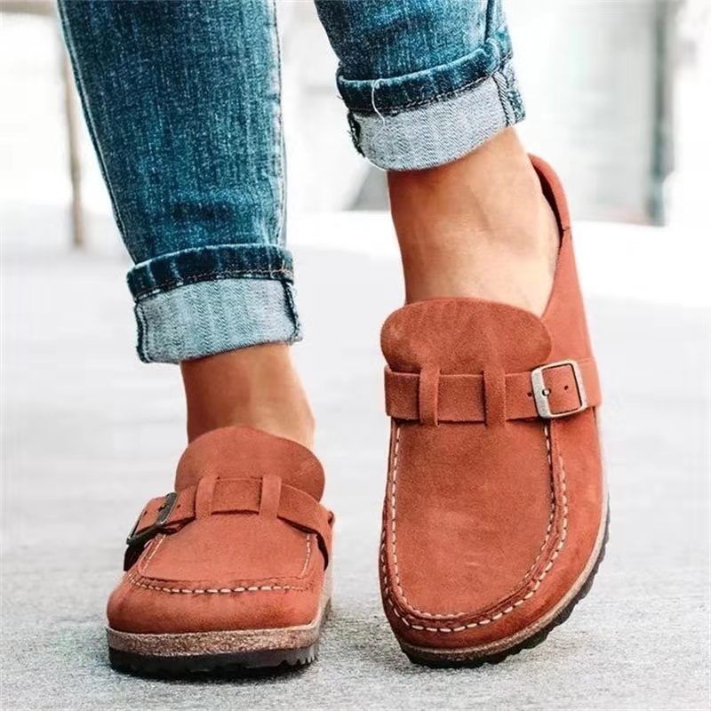New Style Sandals And Slippers For Women, With A Buckle On The Scalp, Solid Color Half Slippers, Size 43, Casual Women's_voghion.com