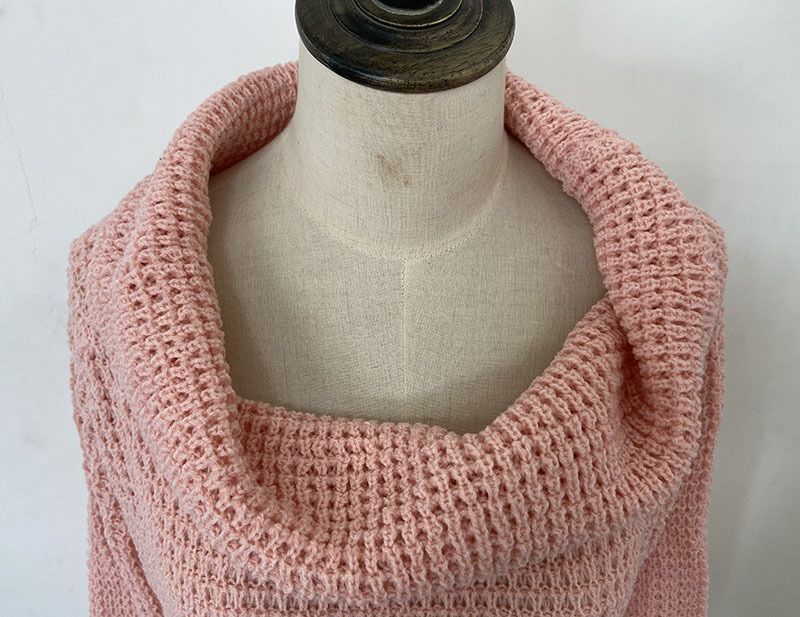 Women's one-line collar off-shoulder lapel sweater loose large version solid color sexy sweater_voghion.com