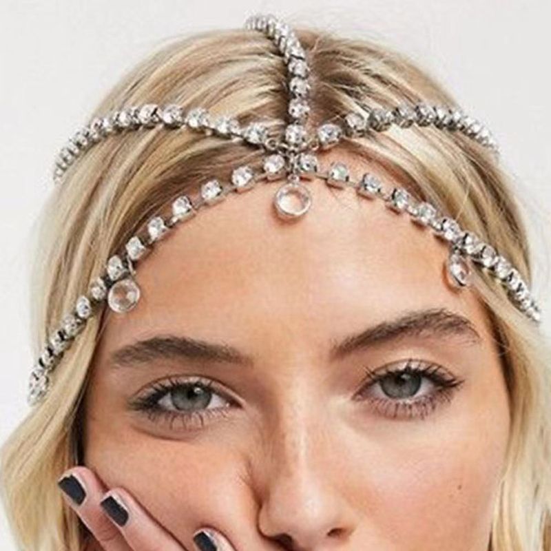 Fashionable accessories, luxurious multi-layer bridal chain, versatile temperament, rhinestone headwear, hair chain_voghion.com