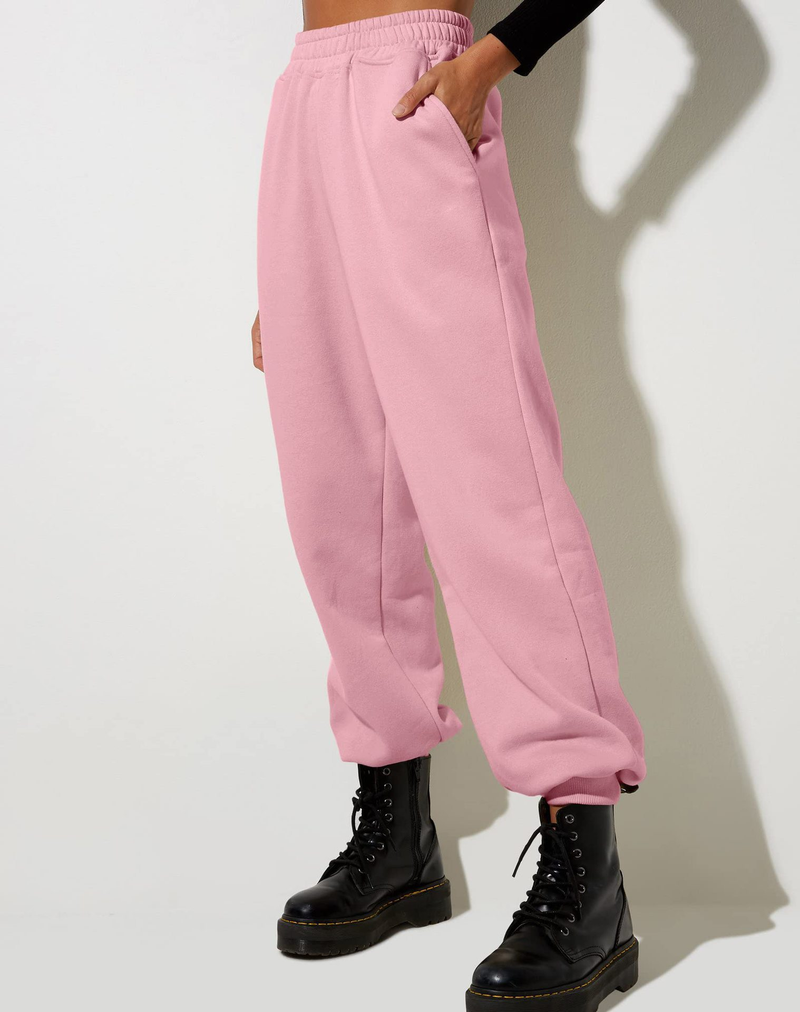 Pantaloni casual sportivi in tinta unita da donna con gambe larghe_voghion.com