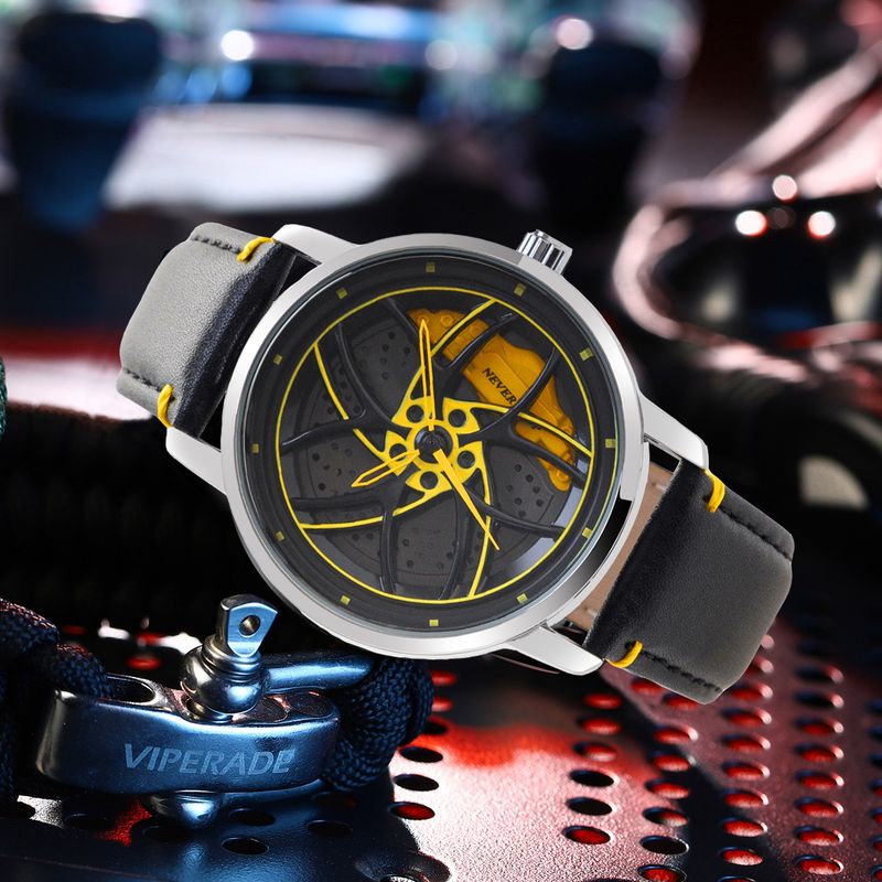 Wheel Hub Hollow Rotating Men's Quartz Wristwatch Non-Mechanical Student Watch N941_voghion.com