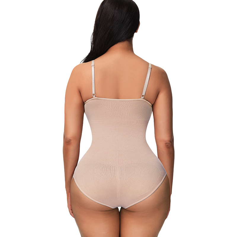 Body con scollo a V e cinturino per spaghetti Abiti a compressione Con apertura sul cavallo Shapewear Body snellente Body levigante_voghion.com