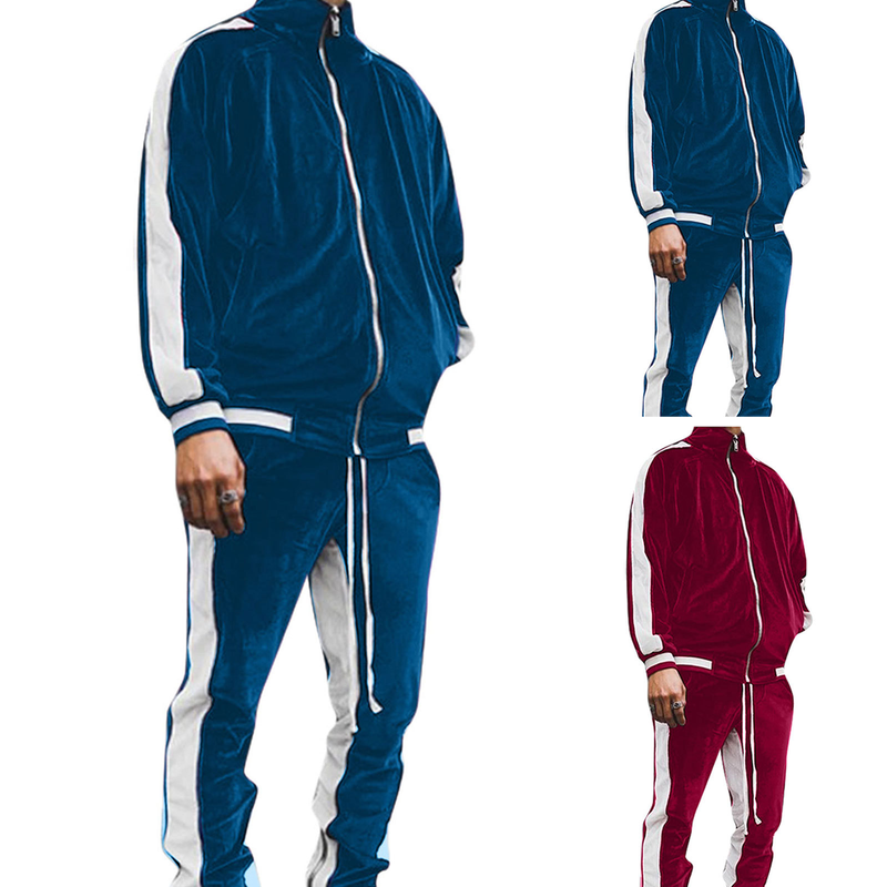 Nuevo conjunto Veet deportivo para hombre, sudaderas con capucha gruesas de terciopelo y pantalones, sudadera cálida, chándal, primavera y otoño, novedad de 2023_voghion.com