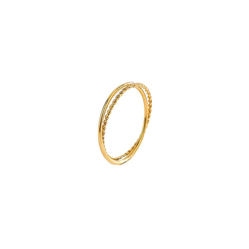 Simple Thin Fried Dough Twists Double Loop Titanium Steel Ring Designed By Female Minority, High-level, Light And_voghion.com