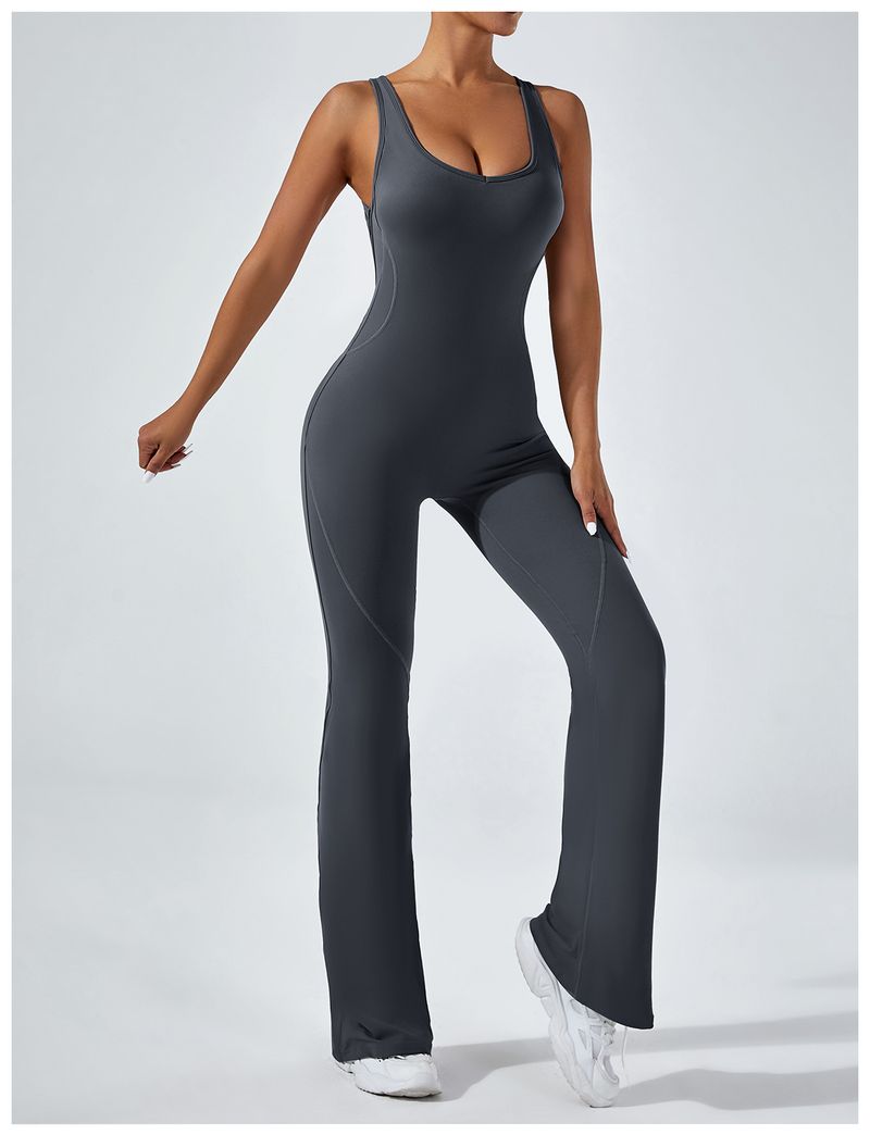 European And American Style Tight-Fitting Backless Yoga Hip-Lifting Sports Fitness Suit Wide-Leg Pants Tummy-Control_voghion.com