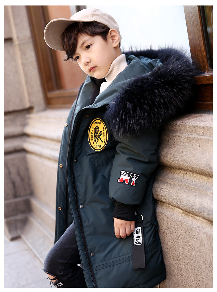 Kinderkleding Jongens Middellange en Lange Witte Eendendons Casual Jas_voghion.com