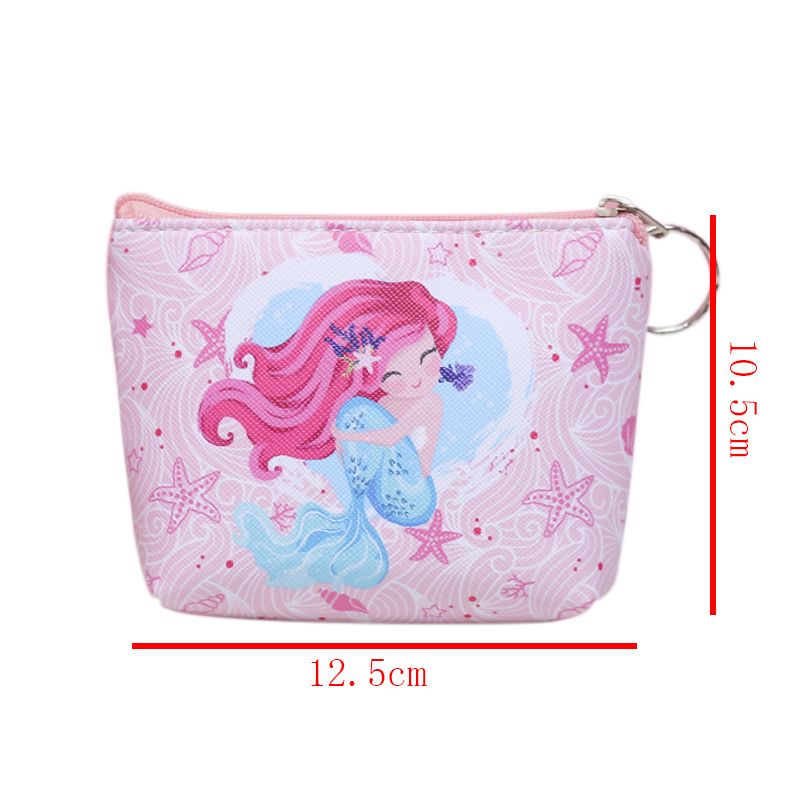 Nuovo portafoglio piccolo da donna in pelle PU con cerniera, simpatico portamonete a forma di sirena_voghion.com