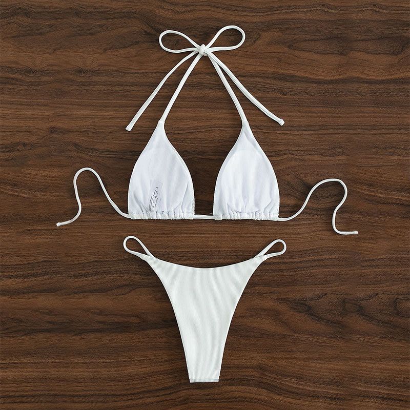 Ensemble bikini dos nu - Maillot de bain deux pièces sexy à nouer réglable pour femme, multicolore, vêtements de plage_voghion.com