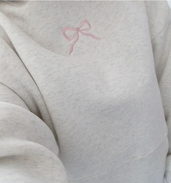 Felpa con cappuccio e fiocco ricamato in stile dolce, felpa invernale in cotone per ragazze di High Street_voghion.com