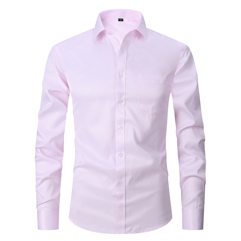 CT Hot Selling Spring New Solid Color Plus Size Business Casual Plaid Cotton Long Sleeve Shirt For Men_voghion.com