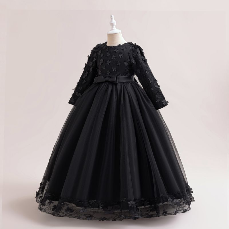 Vestido de princesa para madre e hijos, de manga larga, con apliques de malla, abullonado, para noche, día del niño, para espectáculos_voghion.com