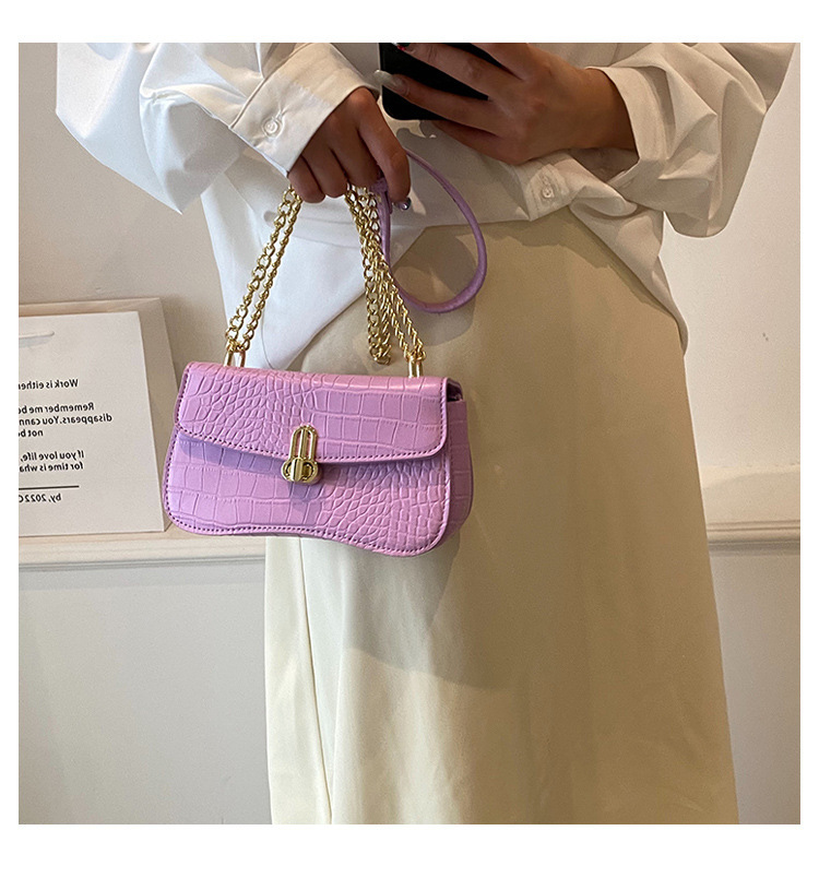 Nische Design Krokodil Muster Kette Tasche Frauen 2023 Neue Alle-spiel Kleine Quadratische schloss beutel unterarm einzelne schulter umhängetasche_voghion.com