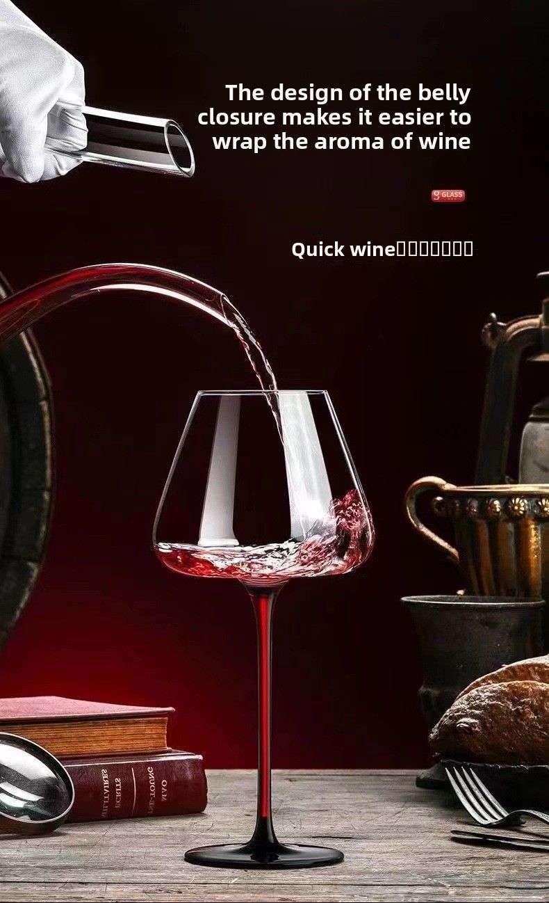 Tie Burgundy High-End Wine High-Value Fairy Home Red Stem Black Base Crystal Glass Goblet_voghion.com