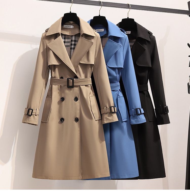 2023 Koreanischer neuer mittellanger Trenchcoat für Frauen, Frühling und Herbst, zierlicher Mantel im britischen Stil_voghion.com