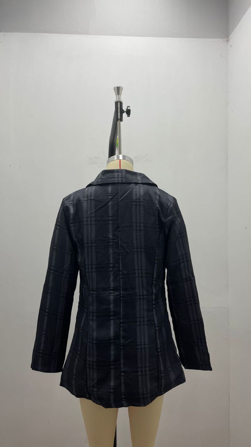2024 neue Damenmode Plaid Casual mit Revers, Slim Fit Strickjacke, Anzugjacke für Damen_voghion.com