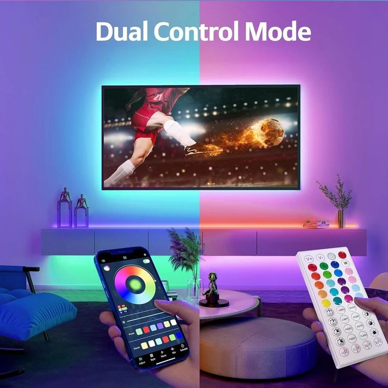 RGB-LED-Lichtstreifen mit Musiksynchronisation, Farbwechsel, Smart-App und Fernbedienung_voghion.com