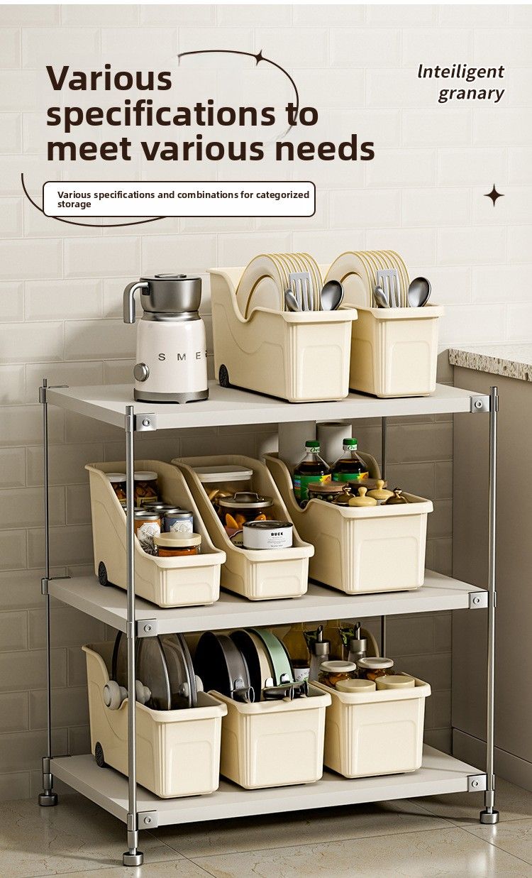 Pot Home Kitchen Large Capacity Japanese Style Organizer Box With Wheels Spice Multi-Functional Storage Rack_voghion.com