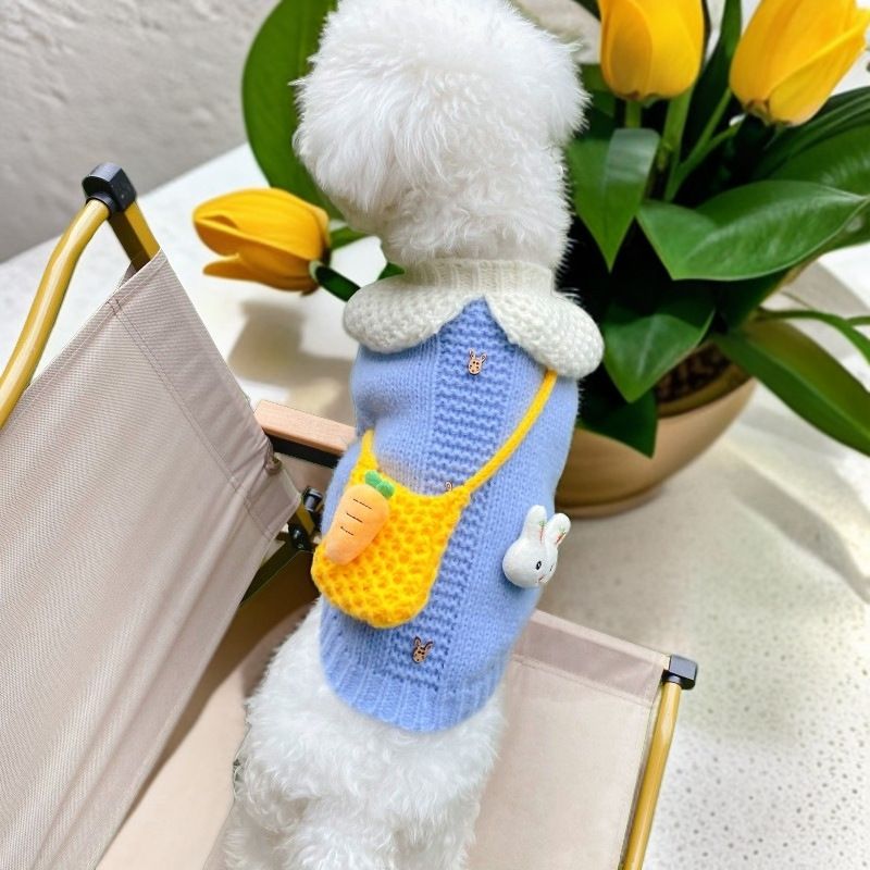 Borsa a tracolla per animali domestici autunno inverno carota vestiti carini cane Bichon Frise orsacchiotto maglione caldo_voghion.com