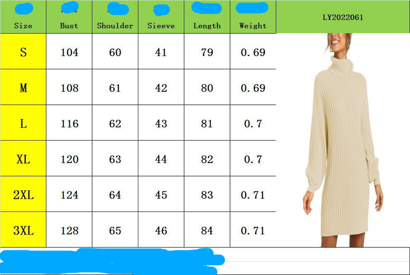 Robe pull mi-longue en tricot à col montant pour femme, nouvelle collection automne-hiver 2022_voghion.com