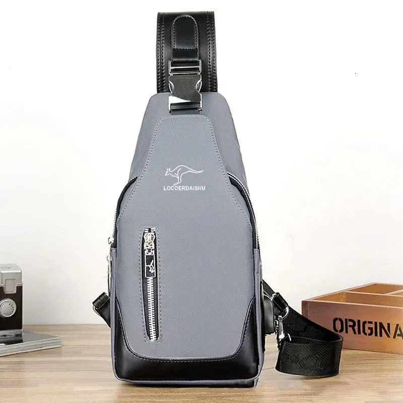 Multifunktionale, diebstahlsichere Reise-Brusttasche aus Canvas für Herren, Outdoor-Sport, USB-Ladefunktion, lässige Umhängetasche, Armtasche_voghion.com