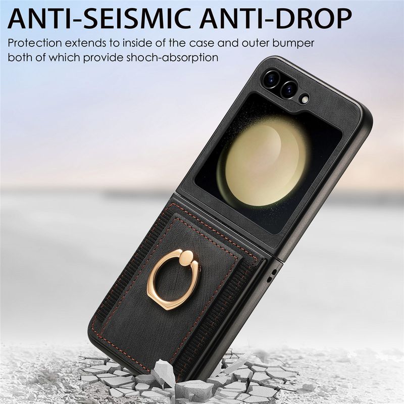 For Samsung Z Flip 6 phone case all-inclusive card ring holder Galaxy zflip5 case_voghion.com