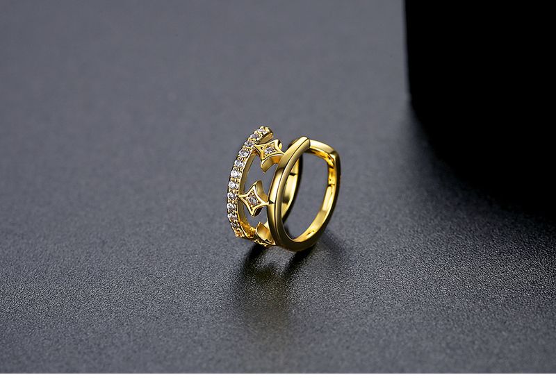 Women's Jewelry Star-Shaped Zircon Ear Cuff For Women, Minimalist Single Ear Clip, Elegant Stylish Earring Daily Wear Single Ear Bone Clip Earrings_voghion.com