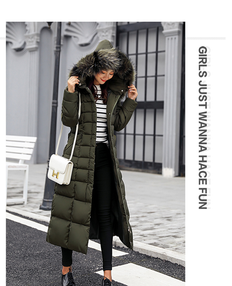 2025 Winter Damen Parkas Jacke Warm Mode Bequem Bogen Gürtel Fuchs Pelz Kragen Kleidung Langes Kleid Büro Casual Damen Dicker Mantel_voghion.com
