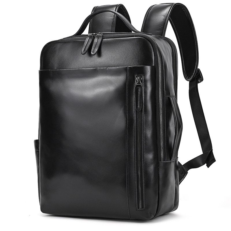 Top Layer Rindsleder Herren Crazy Horse Business-Rucksack mit großer Kapazität 16 Zoll lässige Reisetasche aus echtem Leder_voghion.com