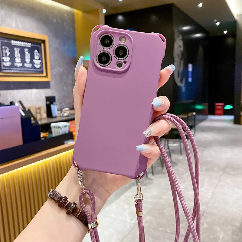 Liquid Silicone Crossbody Necklace Lanyard Cord Strap Case For iPhone 15 13 11 12 14 Pro Max X XR 8 Plus Soft Candy_voghion.com