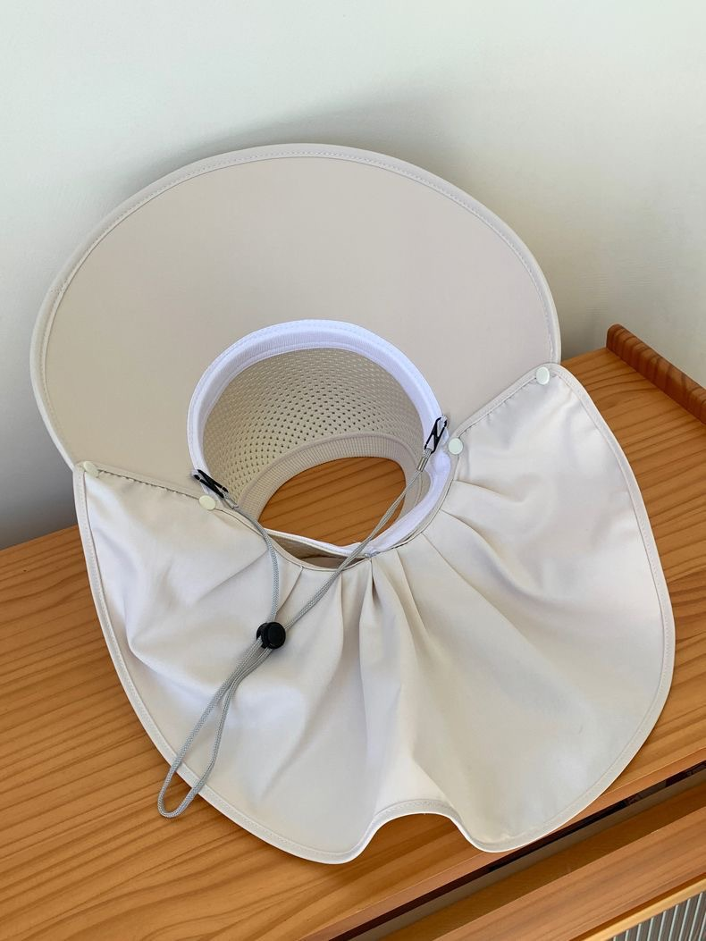 Cappello da sole scialle, cappello a cilindro vuoto da donna estivo resistente ai raggi UV, cappello da sole da ciclismo a tesa larga, bellissimo cappello da spiaggia alla moda da donna_voghion.com